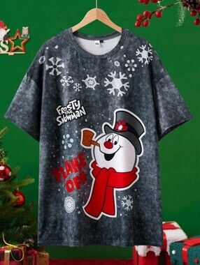 4/$80 New Frosty the Snowman Gray Holiday Graphic Tee - Size 3XL